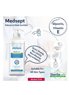 Sterilasafe MedSept Advanced Hand Sanitizer Refreshing gel 70% with Vitamin Egeneral 1000 ml  - Image 3