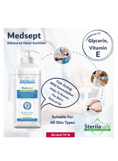 Sterilasafe MedSept Advanced Hand Sanitizer Refreshing gel 70% with Vitamin Egeneral 1000 ml  - Image 4