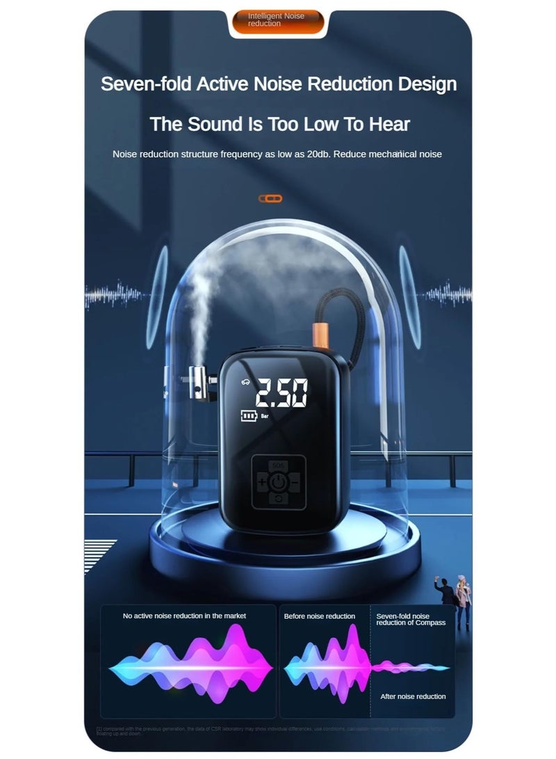 كيلا مضخة هواء كهربائية لاسلكية لإطارات السيارة، مناسبة للدراجات النارية والدراجات الهوائية والقوارب والسيارات، لون أسود، KNOKR678 - Image 4