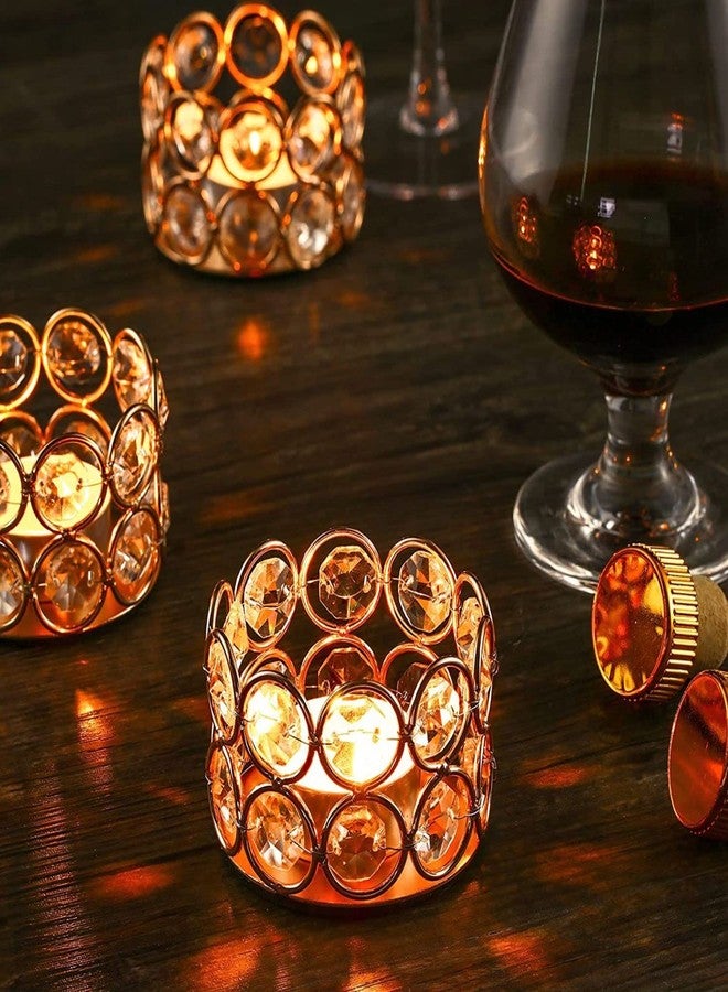 Decor Vibes 6 Gold Crystal Votive Candle Holders with 6 Tealight Candle for Diwali, Office Table, Home Decorative Centerpiece, Gifts for Birthday, Wedding (Pack of 6) - Image 2