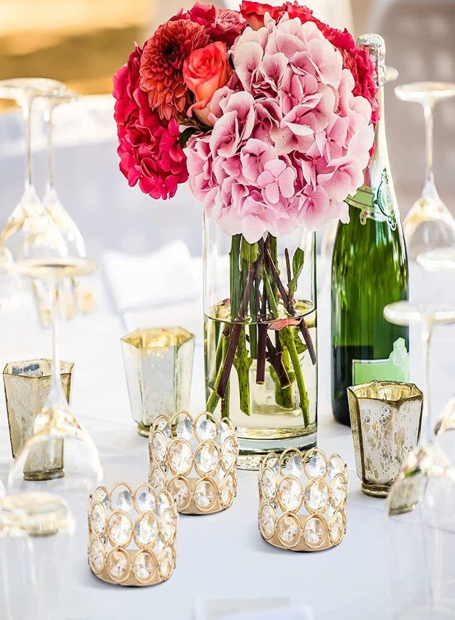 Decor Vibes 6 Gold Crystal Votive Candle Holders with 6 Tealight Candle for Diwali, Office Table, Home Decorative Centerpiece, Gifts for Birthday, Wedding (Pack of 6) - Image 3