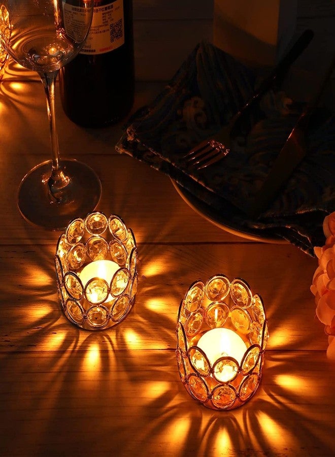 Decor Vibes 6 Gold Crystal Votive Candle Holders with 6 Tealight Candle for Diwali, Office Table, Home Decorative Centerpiece, Gifts for Birthday, Wedding (Pack of 6) - Image 5