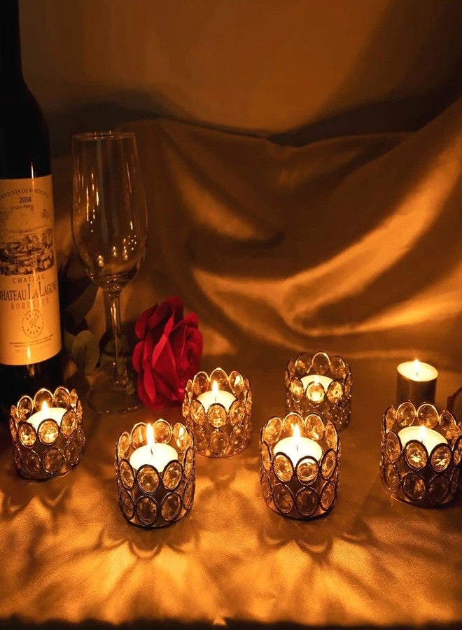 Decor Vibes 6 Gold Crystal Votive Candle Holders with 6 Tealight Candle for Diwali, Office Table, Home Decorative Centerpiece, Gifts for Birthday, Wedding (Pack of 6) - Image 1