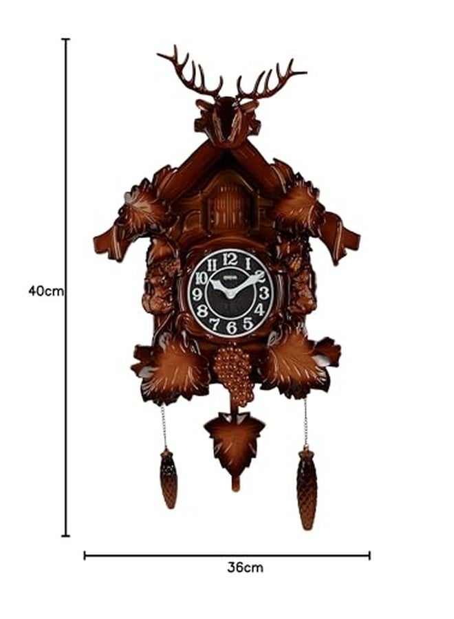 Oreva AQ-4177 Plastic Pendulum Wall Clock with Cuckoo (36 cm x 12 cm x 40 cm, Brown) - Image 5
