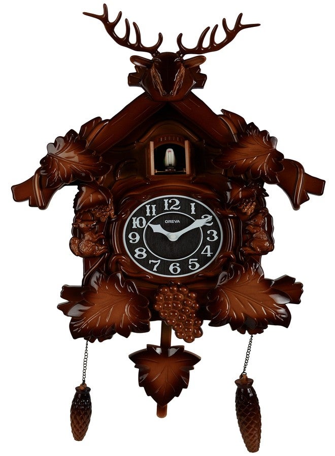Oreva AQ-4177 Plastic Pendulum Wall Clock with Cuckoo (36 cm x 12 cm x 40 cm, Brown) - Image 1