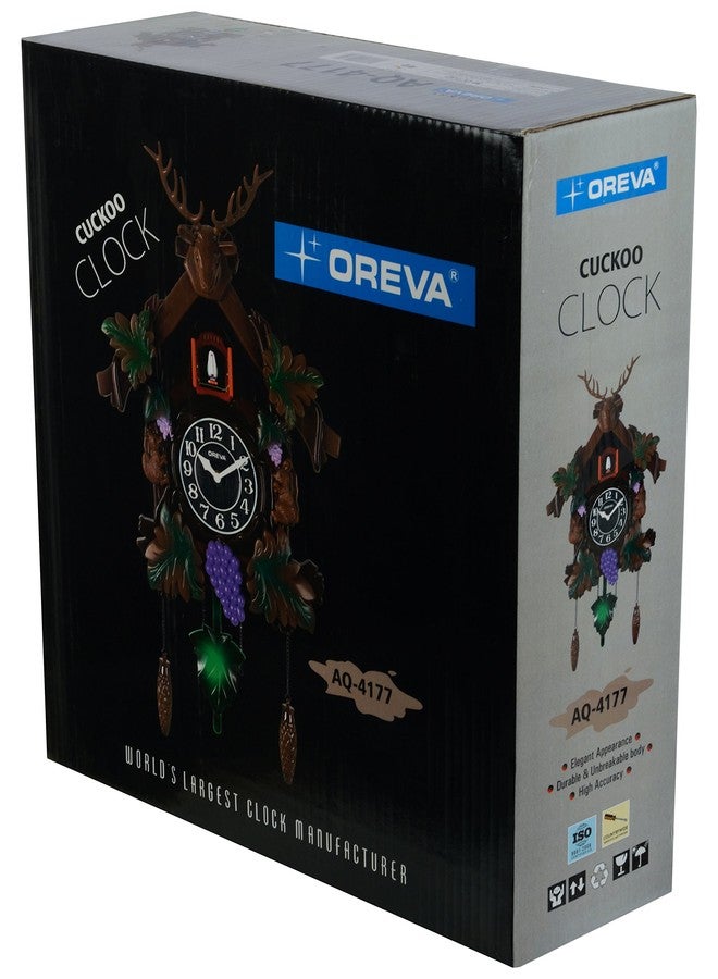 Oreva AQ-4177 Plastic Pendulum Wall Clock with Cuckoo (36 cm x 12 cm x 40 cm, Brown) - Image 4
