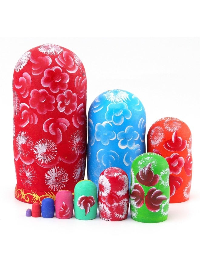 Russian Nesting Dolls Wood Matryoshka Stacking Set of 10 Handmade Toys for Children Kids Adults Easter Mother's Day Birthday Christmas Halloween Home Room Decoration Gift  - Image 3