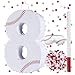 Lcoor Baseball Birthday Decorations Baseball Number 8 Piata with Blindfold Stick Blindfold Confetti for Baseball Pinata Sports Theme 8th Birthday Party Supplies 8TH - Image 2