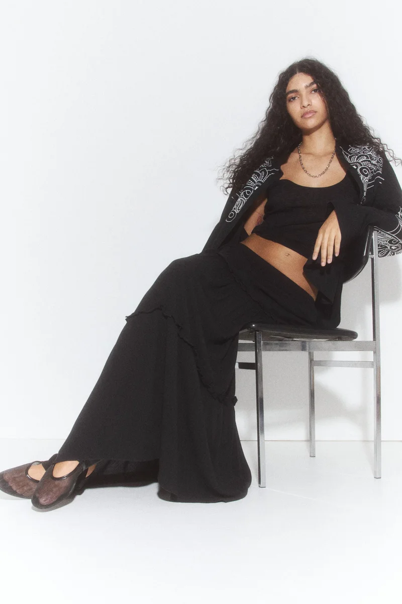 H&M Crinkled maxi skirt