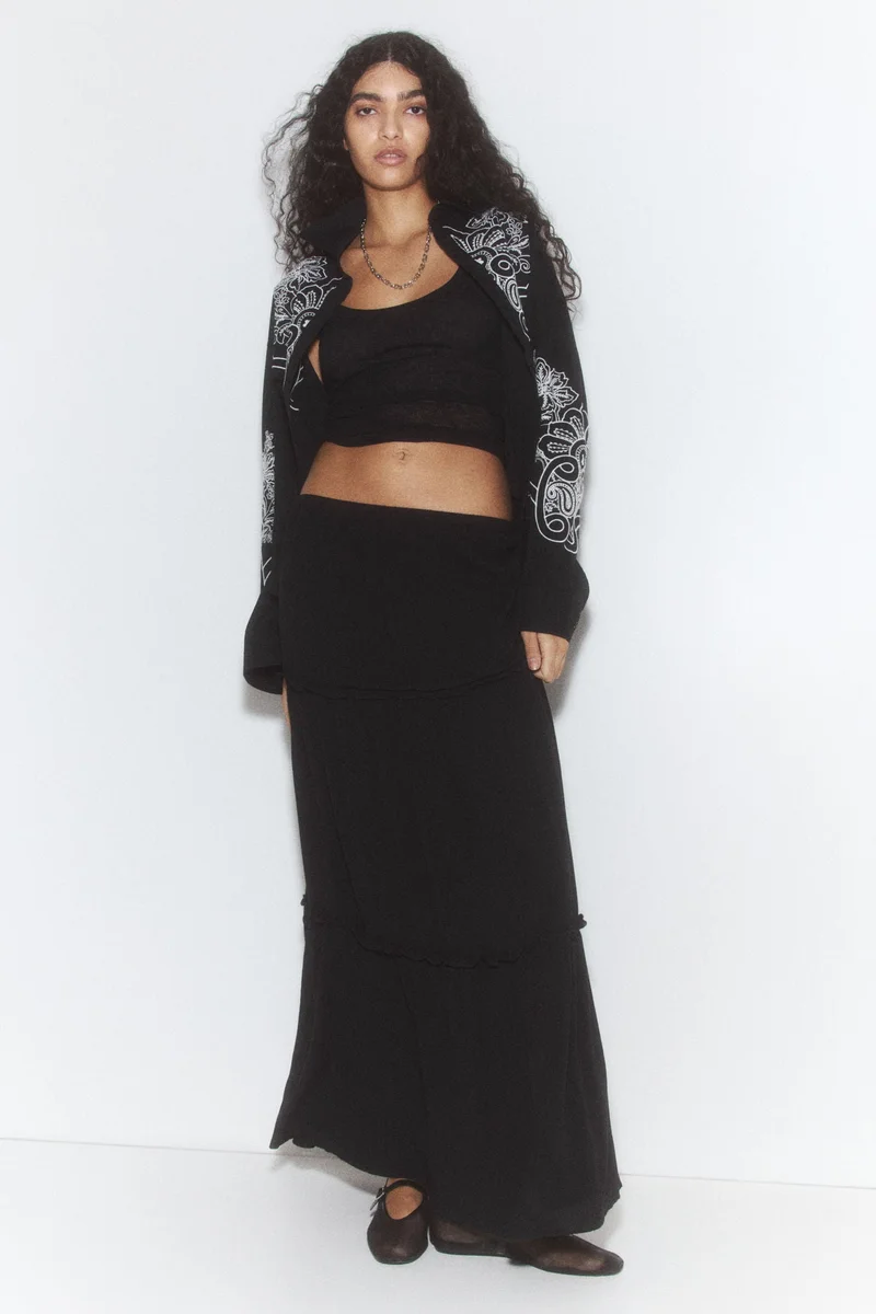 H&M Crinkled maxi skirt