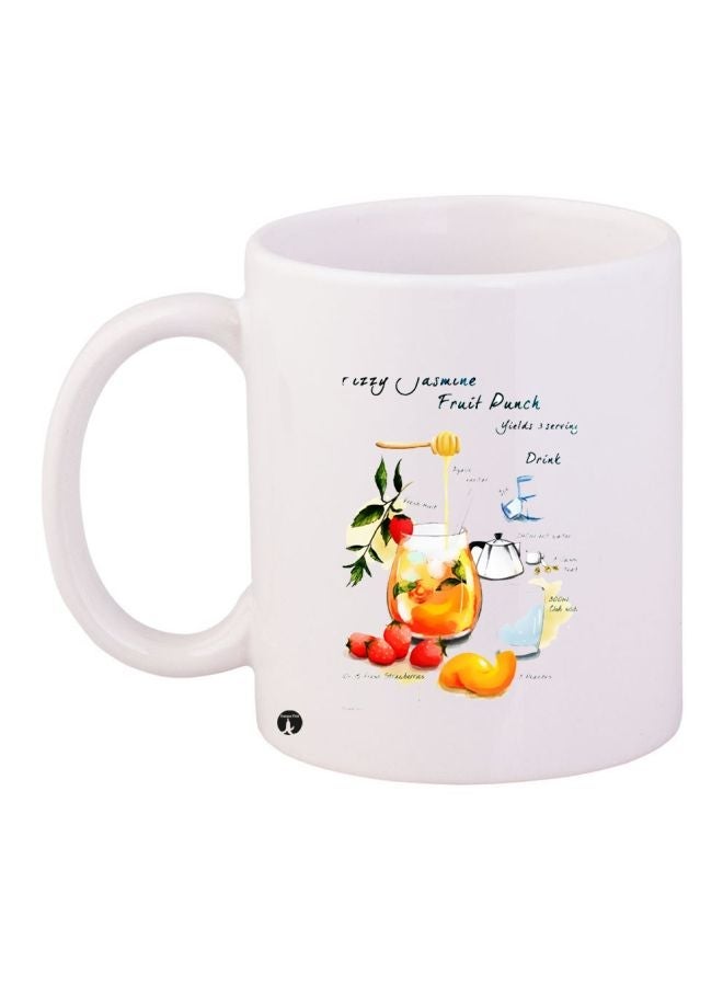Fruit Punch Printed Coffee Mug White/Yellow/Red 11ounce