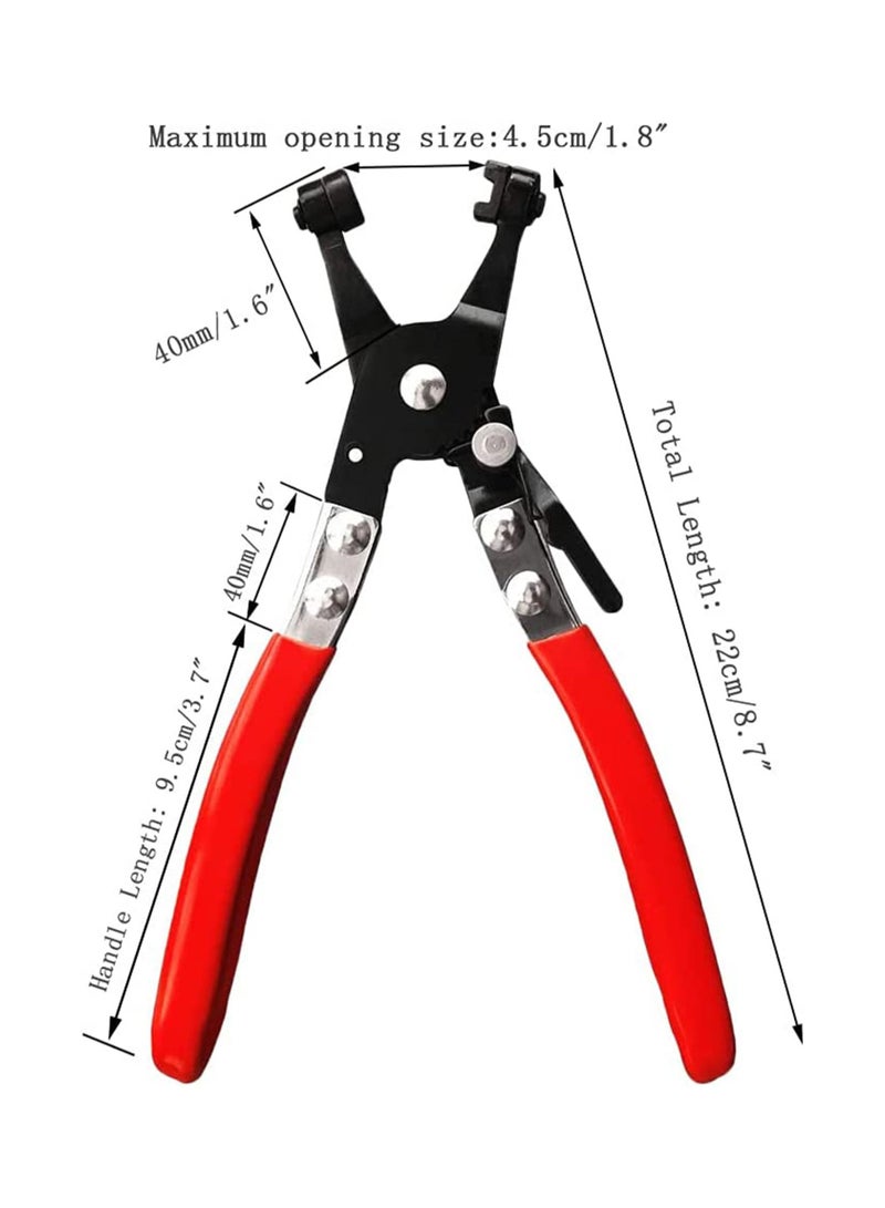 SYOSI Wide & Flat band Hose Clamp Pliers, Coolant Hose Clips, Works on all Flat Band Style Hose Clamps of Removal and Installation,for Car Fuel Oil Water Pipe Repair Tools (Wide & Flat band Pliers) - Image 2