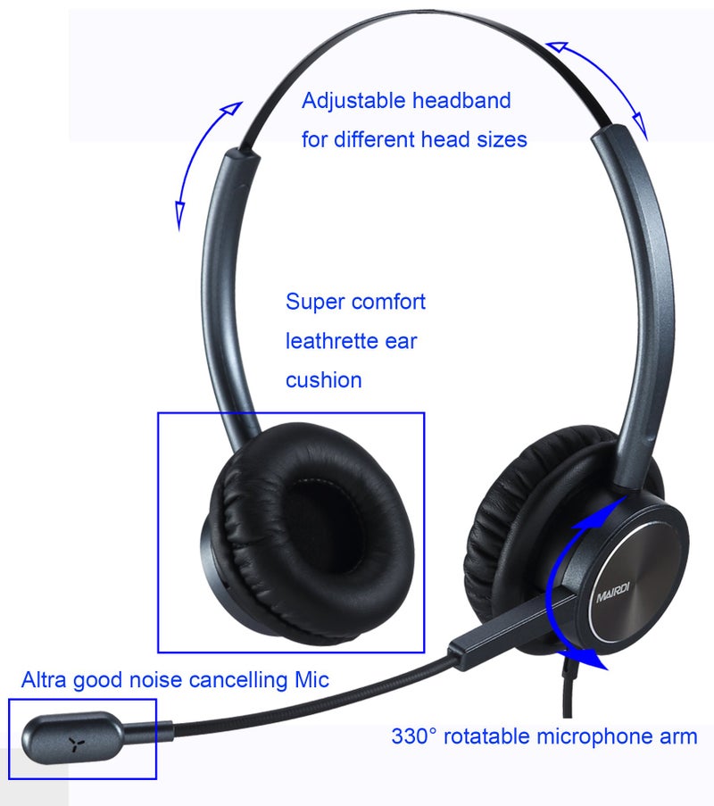 MAIRDI USB Headset with Noise Cancelling Microphone & Mic Mute, Stereo Computer Headphone for Call Center Office Business PC Softphone Calls Microsoft Teams Skype Chat, Clear Voice for Voice Recognition - Image 3
