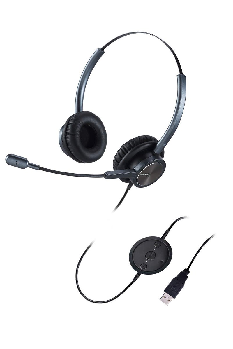MAIRDI USB Headset with Noise Cancelling Microphone & Mic Mute, Stereo Computer Headphone for Call Center Office Business PC Softphone Calls Microsoft Teams Skype Chat, Clear Voice for Voice Recognition - Image 1