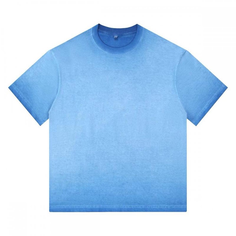 240G American Retro Style Old Gradient Short Sleeve T-Shirt Tide Brand Cotton Loose Tide Brand Explosions - Image 1