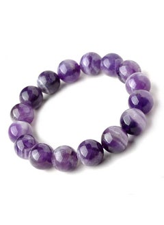 Amethystis Lucky Natural Purple Gemstones Round Beads Energy Crystal Chakra Reiki Healing Elastic Stretch Bracelet(10mm)