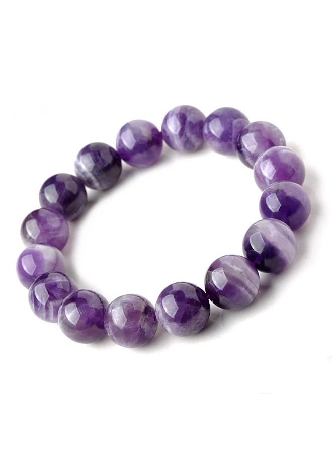 Generic - Amethystis Lucky Natural Purple Gemstones Round Beads Energy Crystal Chakra Reiki Healing Elastic Stretch Bracelet(10mm) - Image 1