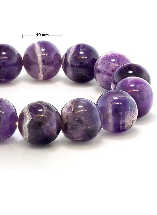 Generic - Amethystis Lucky Natural Purple Gemstones Round Beads Energy Crystal Chakra Reiki Healing Elastic Stretch Bracelet(10mm) - Image 1