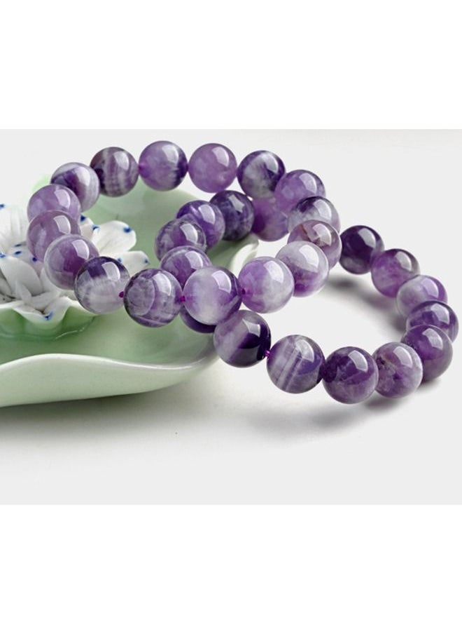 Generic - Amethystis Lucky Natural Purple Gemstones Round Beads Energy Crystal Chakra Reiki Healing Elastic Stretch Bracelet(10mm) - Image 1