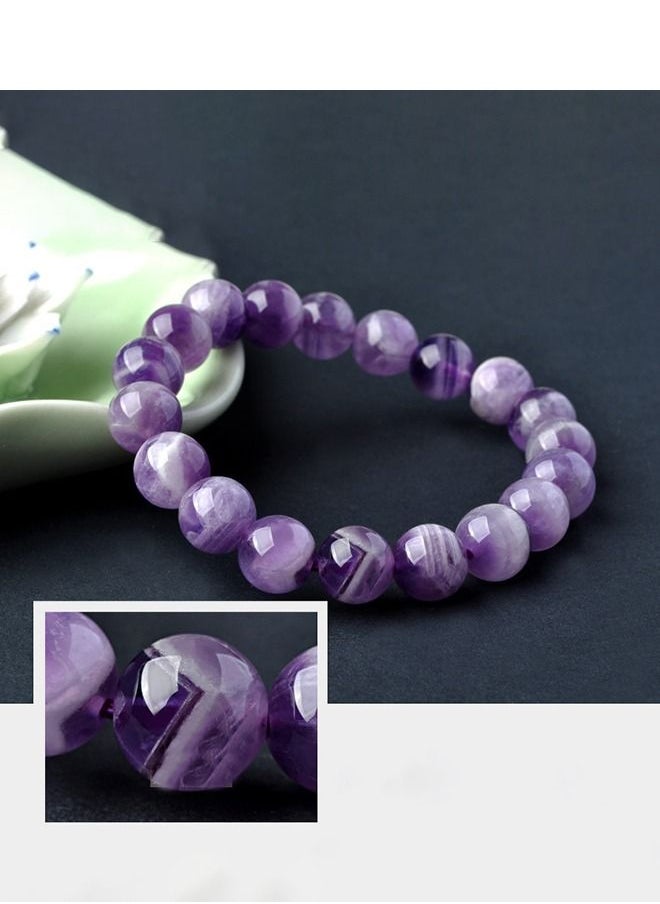 Generic - Amethystis Lucky Natural Purple Gemstones Round Beads Energy Crystal Chakra Reiki Healing Elastic Stretch Bracelet(10mm) - Image 1