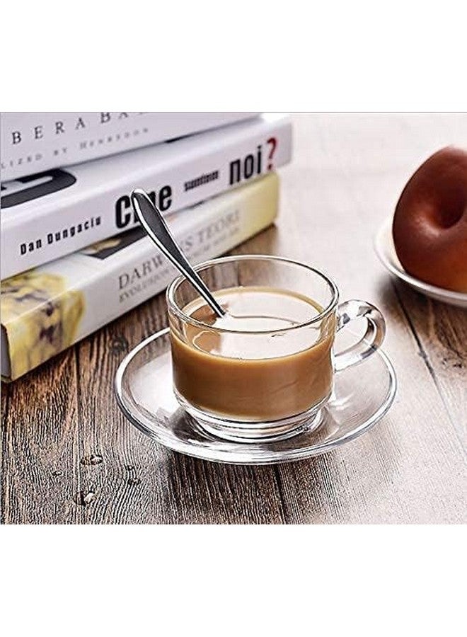 VILON Italian Premium Glass Tea Cup Set | Coffee Mugs with Handle Transparent Drinking Cup for Milk, Cappuccino, Hot Chocolate & Cold Beverages | 210ml | Set of 6 (Plain Teacup 180MLC) - Image 5