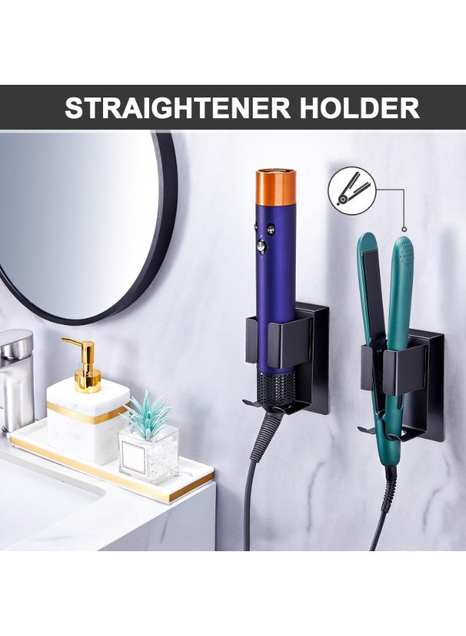 Hair Straightener Holder Wall Mounted Blow Dryer Holder, And Curling Iron Bathroom Tools Organizer Storage (Black) - Image 5