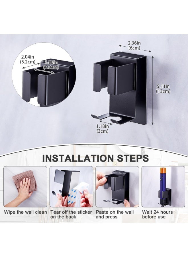 Hair Straightener Holder Wall Mounted Blow Dryer Holder, And Curling Iron Bathroom Tools Organizer Storage (Black) - Image 3
