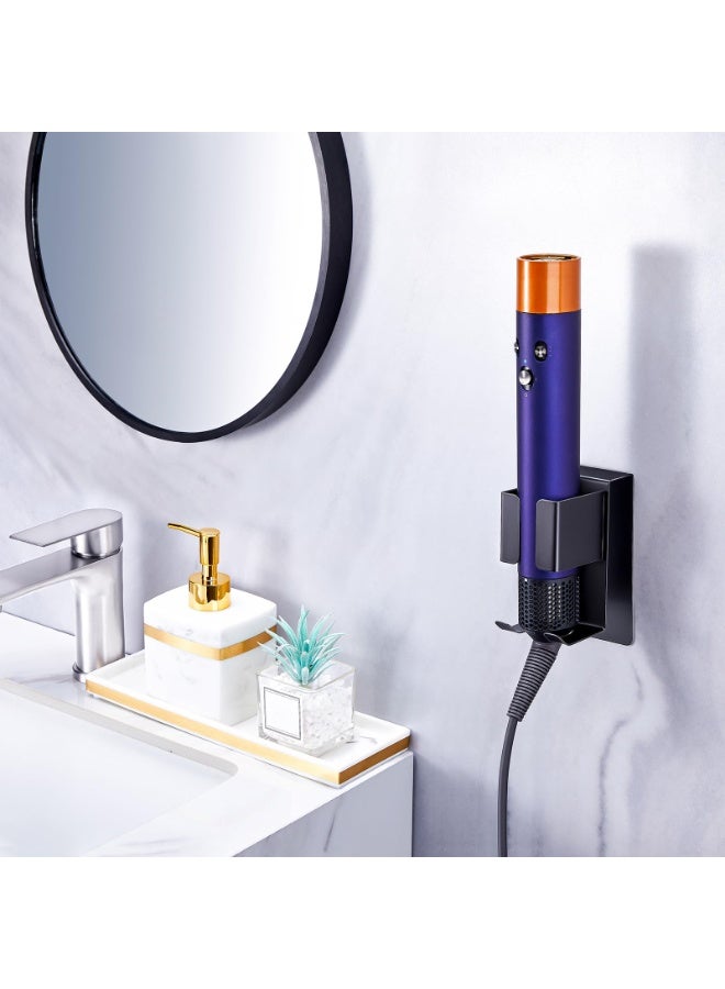 Hair Straightener Holder Wall Mounted Blow Dryer Holder, And Curling Iron Bathroom Tools Organizer Storage (Black) - Image 2