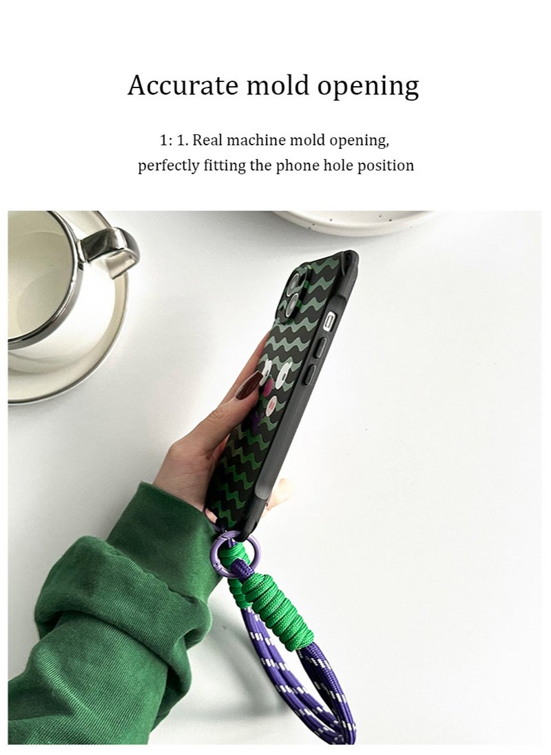 X-level iPhone 15 Plus Case with Strap Crossbody Cover Neck Cord Lanyard Soft Silicone Shell Adjustable Wrist Tether Safety Straps Mobile Phone Accessories for Apple iPhone 15 Plus(2023)(Black/Green)  - Image 3