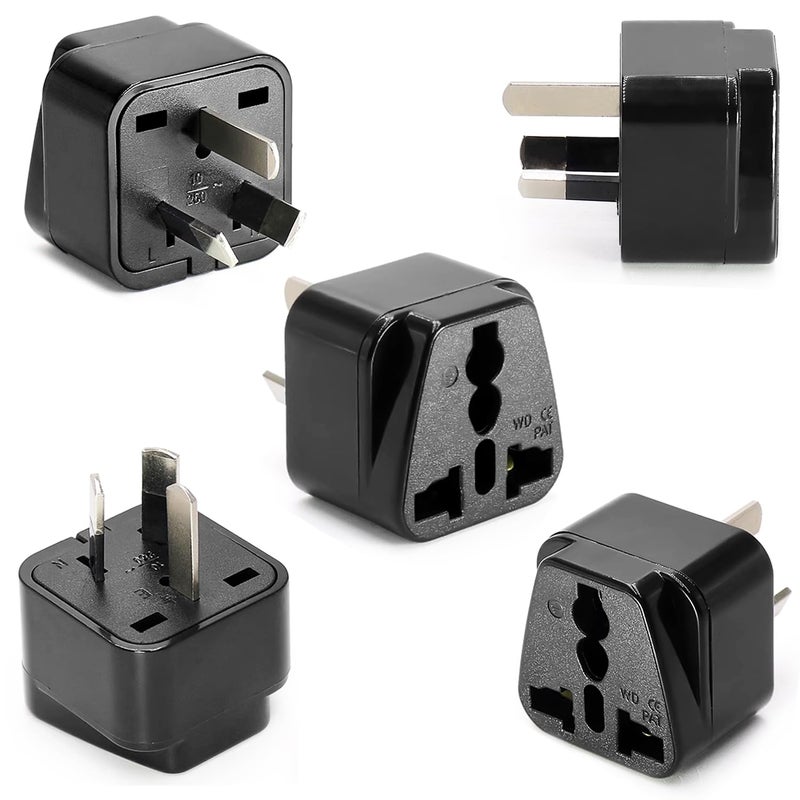MANGO 5 PCS Australia Plug Adapter  Universal Travel Plug Adapter Converts all TYPE G Plugs from United Kingdom UK Singapore and etc Charge your Cell Phones Laptops Tablets Grounded Black