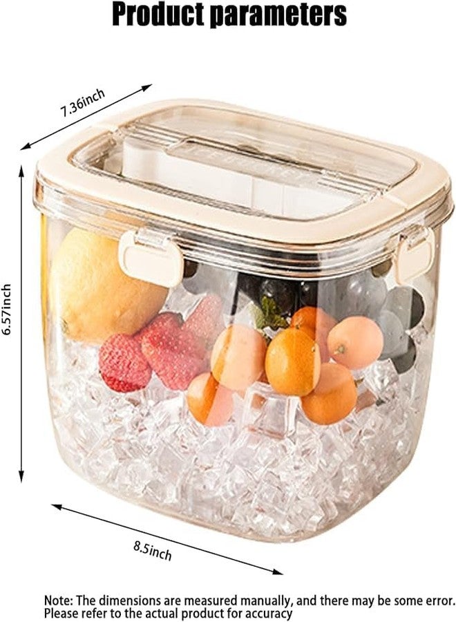 KRLZ Ice Bucket with Lid Portable Ice Cube Bucket with Foldable Handle Transparent Silicone Sealed Ice Bucket for Parties Freezer Camping Cocktail - Image 4