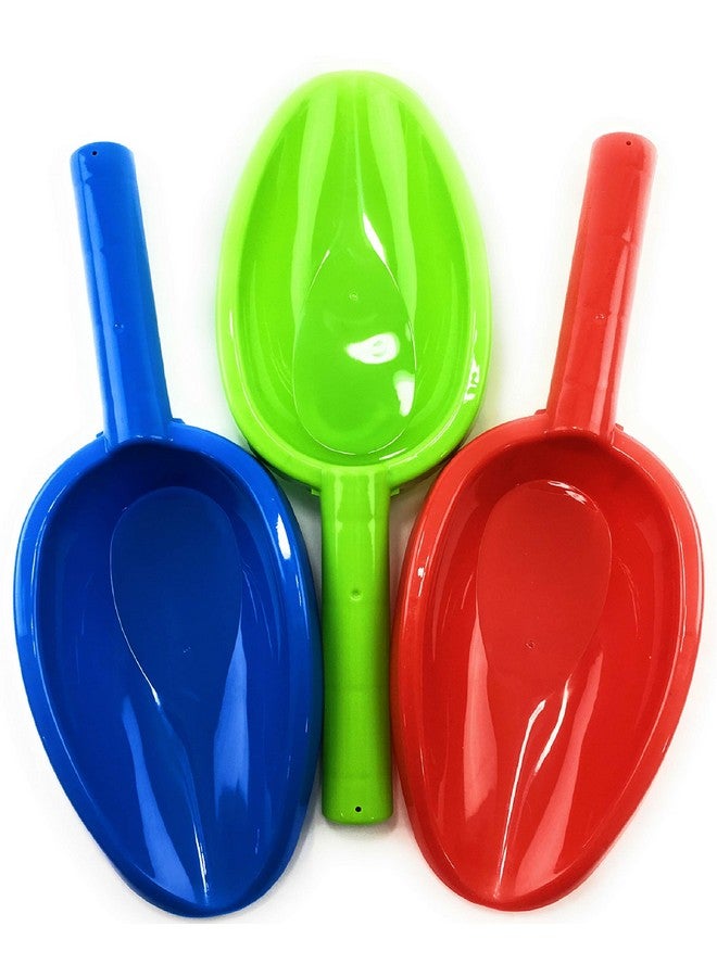 Matty's Toy Stop 14" Kids Long Handle Sand Scoop Plastic Shovels for Sand & Beach (Red, Blue & Green) Complete Gift Set Bundle - 3 Pack - Image 1