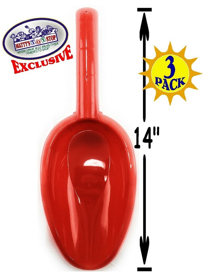 Matty's Toy Stop 14" Kids Long Handle Sand Scoop Plastic Shovels for Sand & Beach (Red, Blue & Green) Complete Gift Set Bundle - 3 Pack - Image 3