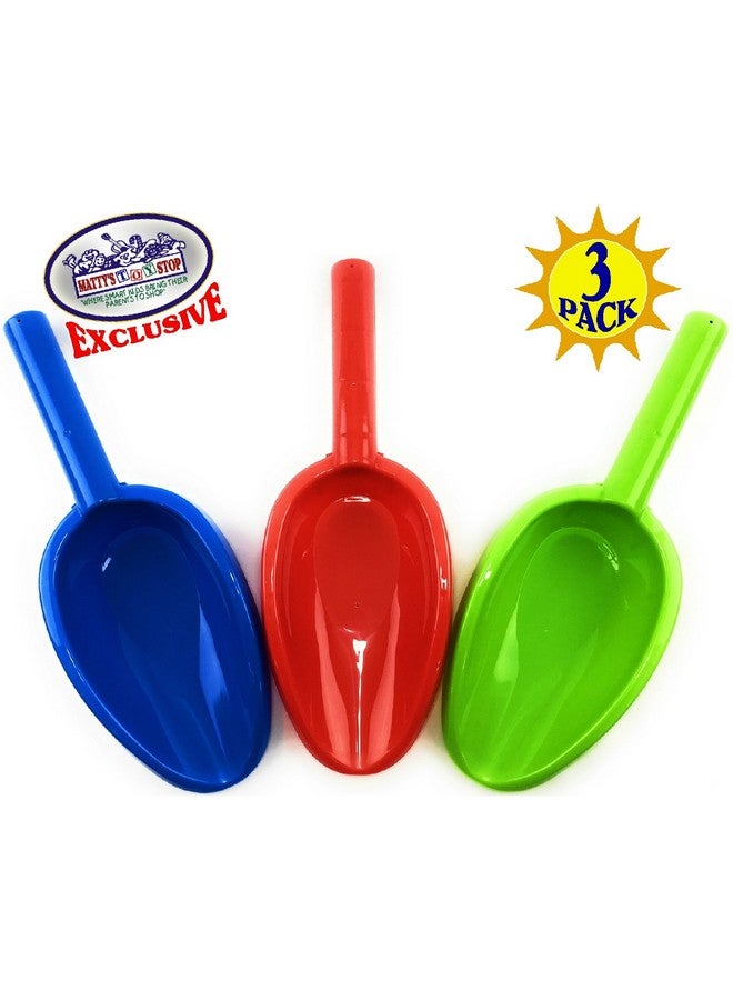 Matty's Toy Stop 14" Kids Long Handle Sand Scoop Plastic Shovels for Sand & Beach (Red, Blue & Green) Complete Gift Set Bundle - 3 Pack - Image 4