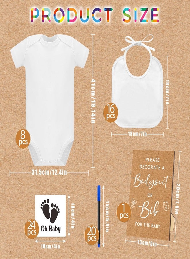 SytuHete 69 Pcs Baby Bib Bodysuit Set - Baby Shower Game Sign & Feeder Bib - Newborn Bodysuit - Fabric Marker (Classical) - Image 2