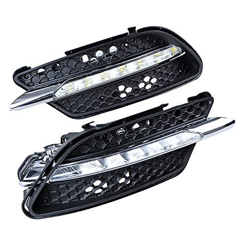 Anzio 6000K Xenon White LED Fog Lamp Daytime Running Light DRL Compatible with Benz W204 AMG Sport 08-11 - Image 1