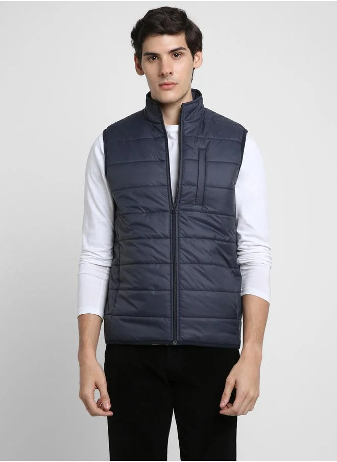 Dennis Lingo Mock Collar Regular Fit Quilted Jacket by Styli