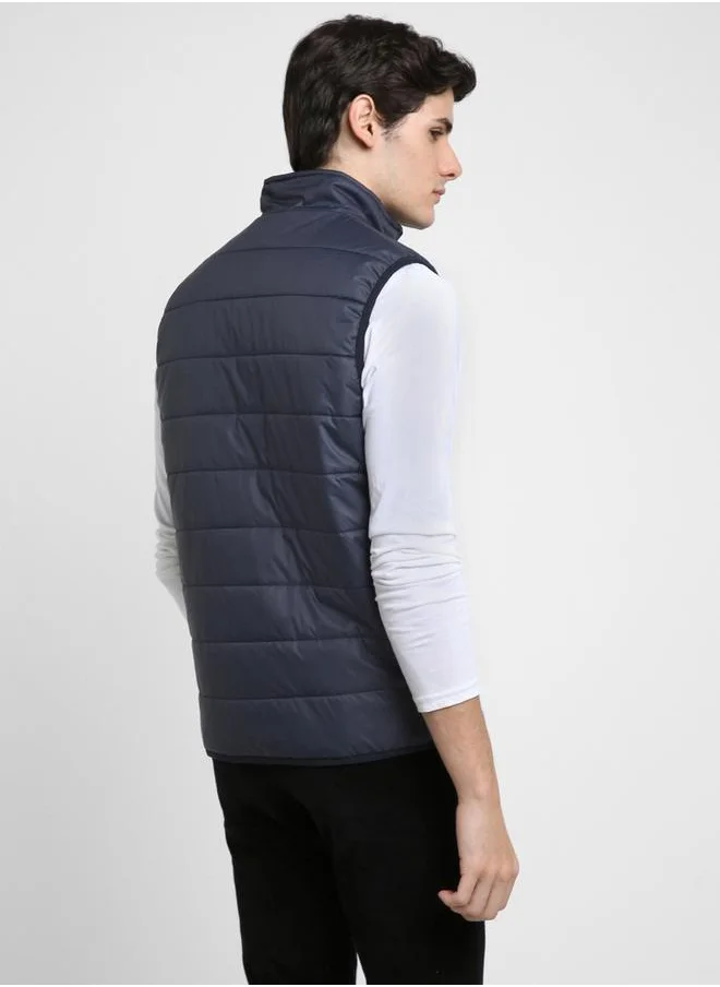 Dennis Lingo Mock Collar Regular Fit Quilted Jacket by Styli