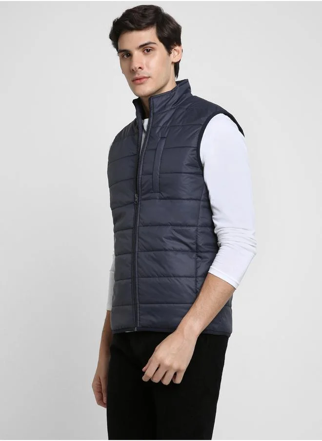 Dennis Lingo Mock Collar Regular Fit Quilted Jacket by Styli