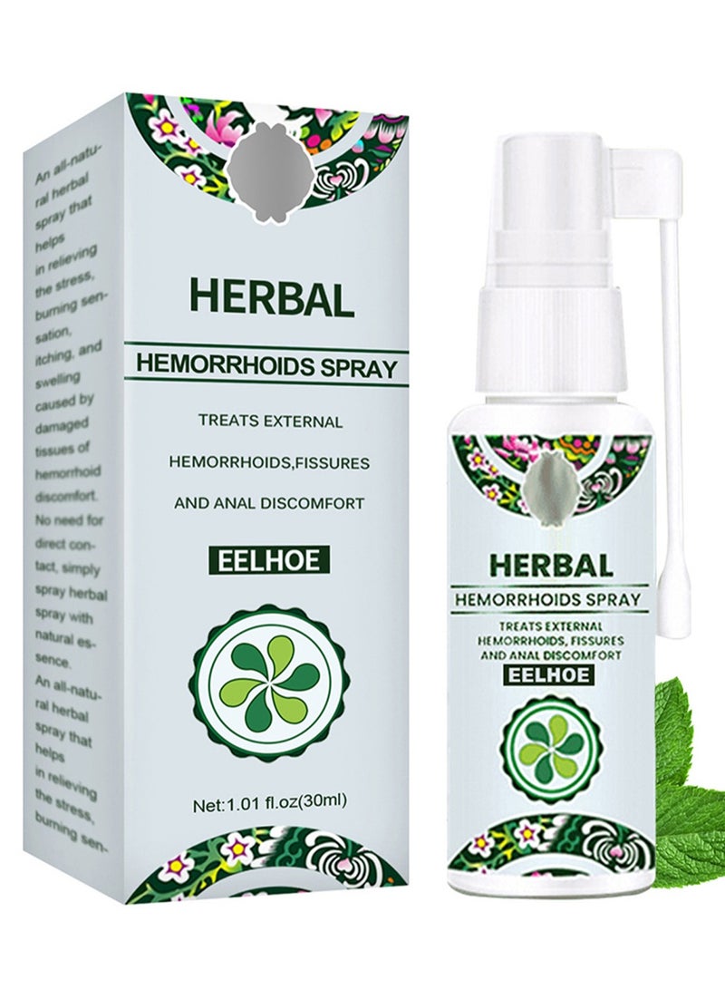 EELHOE Herbal Hemorrhoids Spray - External and Internal Hemorrhoids Discomfort, 100% Natural Herbal Extracts Formula, 30ml  - Image 1