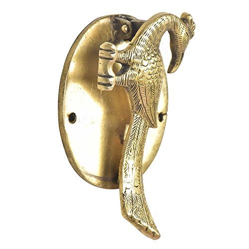 Indian-Shelf Magnificent Peacock Carved Brass Door Knockers for Front Door - Ring Door Main Door Decoration Items - Gold Door Bells - 15.24 Cm - Image 2