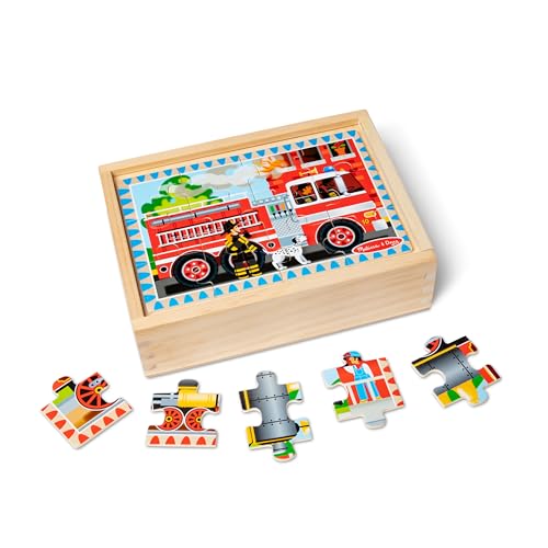 Melissa & Doug ألغاز خشبية من ميليسا ودوج في صندوق 2-باك للأطفال في مرحلة ما قبل المدرسة – الحيوانات الأليفة، المركبات - Image 4