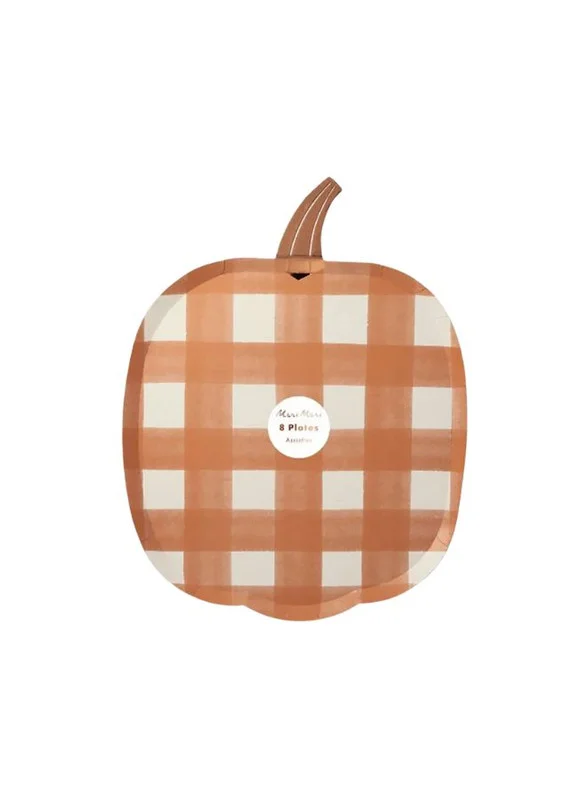 Meri Meri Gingham Pumpkin Plates