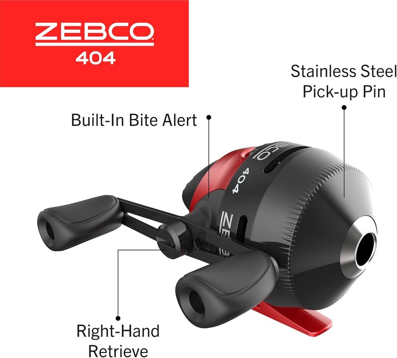 Zebco 404 Spincast Reel and Fishing Rod Combo, 6-Foot 2-Piece Fishing Pole, Size 40 Reel, Right-Hand Retrieve, Pre-Spooled with 15-Pound Line, Black/Red - Image 4