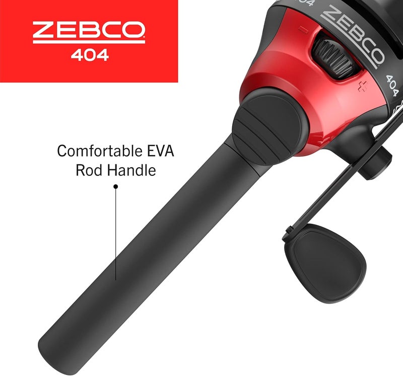 Zebco 404 Spincast Reel and Fishing Rod Combo, 6-Foot 2-Piece Fishing Pole, Size 40 Reel, Right-Hand Retrieve, Pre-Spooled with 15-Pound Line, Black/Red - Image 5