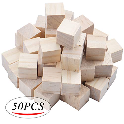 Aylifu Wood Cubes,50pcs Square Blocks Unfinished Cubic Wooden for Math Counting Craft Childlike Game,2cmx2cmx2cm - Image 2