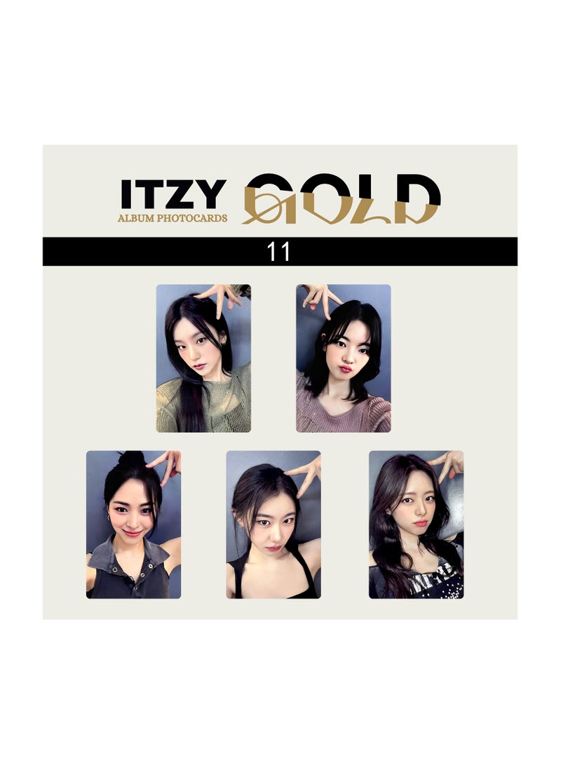 NIBEMINENT 5 قطع بطاقات لومو ذهبية من ITZY لجماهير الكيبوب هدايا مجموعة المعجبين