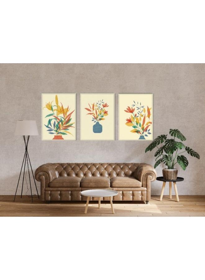 Home Gallery Canvas Wall Art, Abstract Framed Portrait of modern floral posters  - Image 1