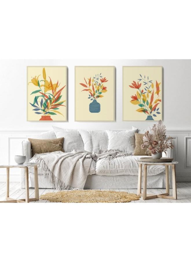 Home Gallery Canvas Wall Art, Abstract Framed Portrait of modern floral posters  - Image 3
