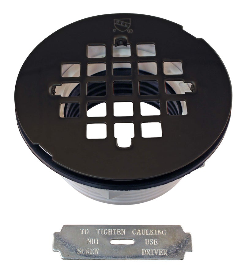 Westbrass A206P12 2 NoCaulk PVC Compression Shower Drain with 414 Round Grid Cover Oil Rubbed Bronze - Image 2